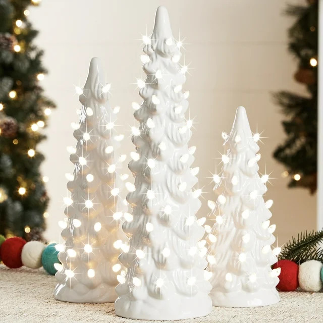 Best Choice Products Set of 3 Pre-Lit Hand-Painted Ceramic Tabletop Christmas Trees w/ Warm White... | Walmart (US)