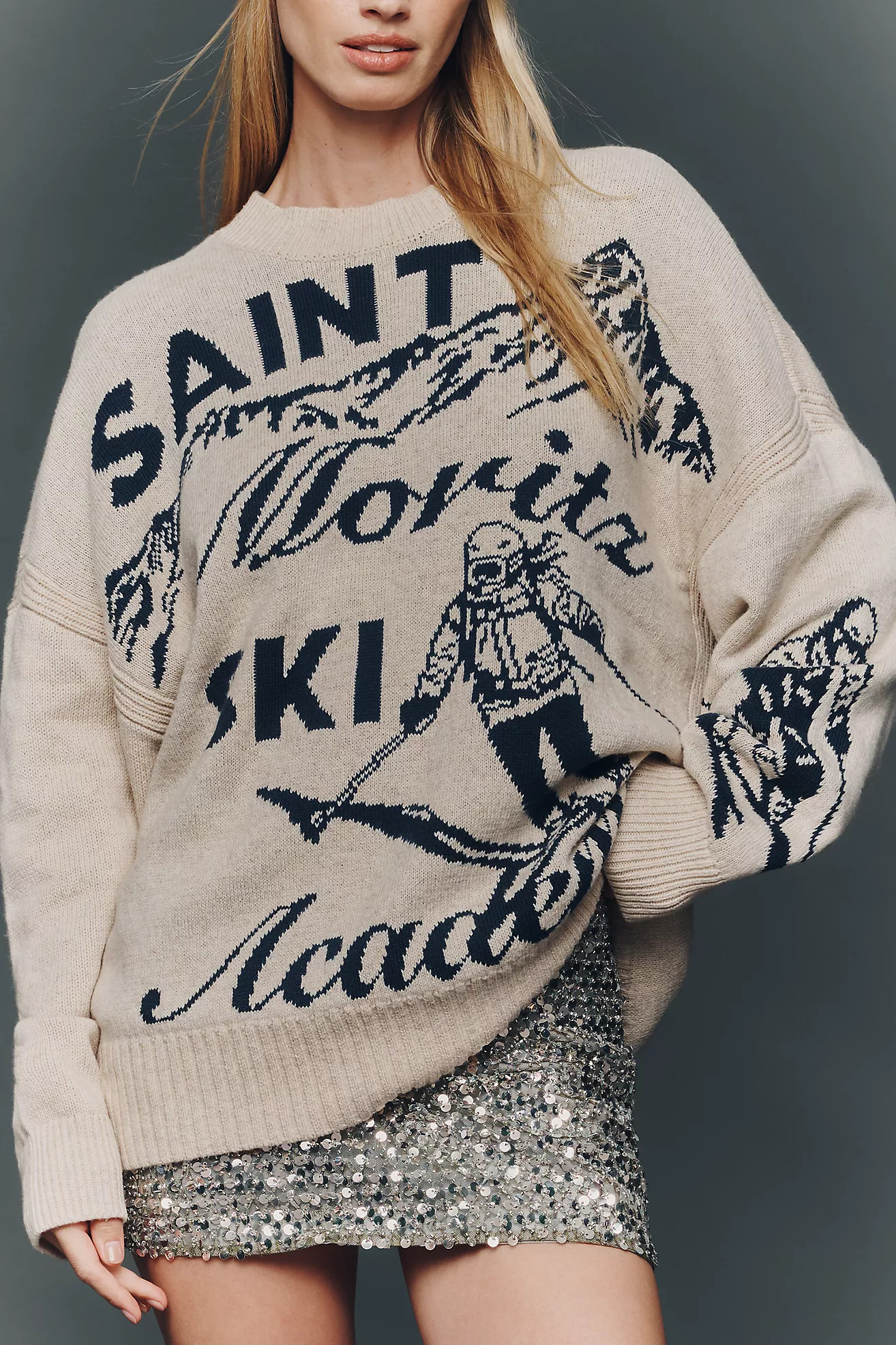 Maeve Oversized Graphic Crew-Neck Sweater | Anthropologie (US)