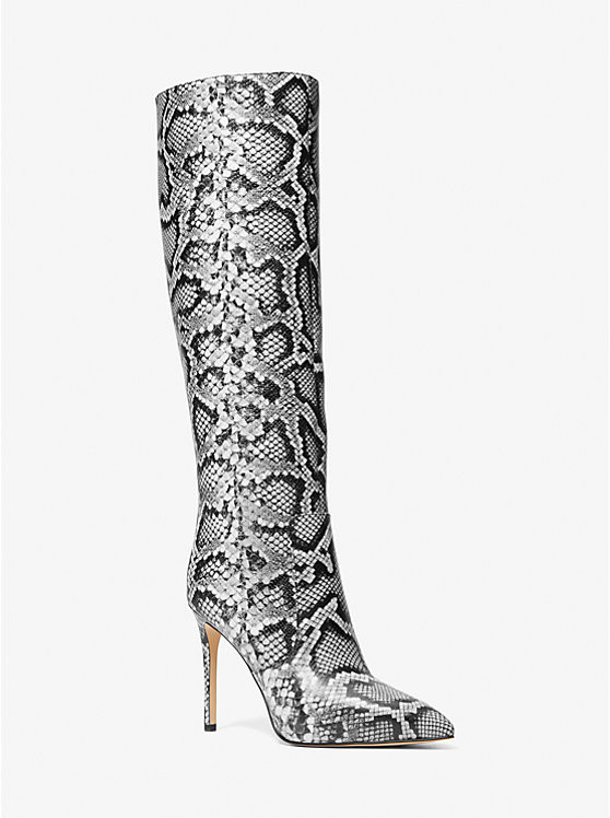 Rue Snake Embossed Leather Knee Boot | Michael Kors US