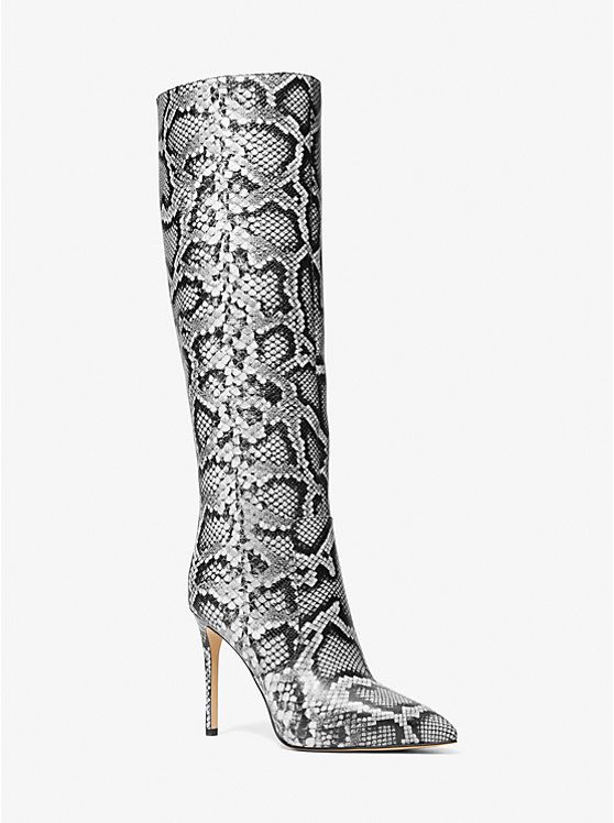 Rue Snake Embossed Leather Knee Boot | Michael Kors US