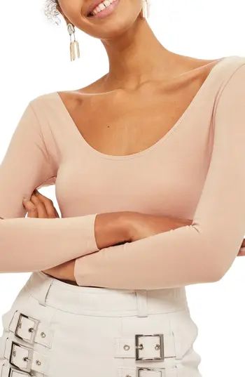 Women's Topshop Stretch Cotton Long Sleeve Bodysuit | Nordstrom