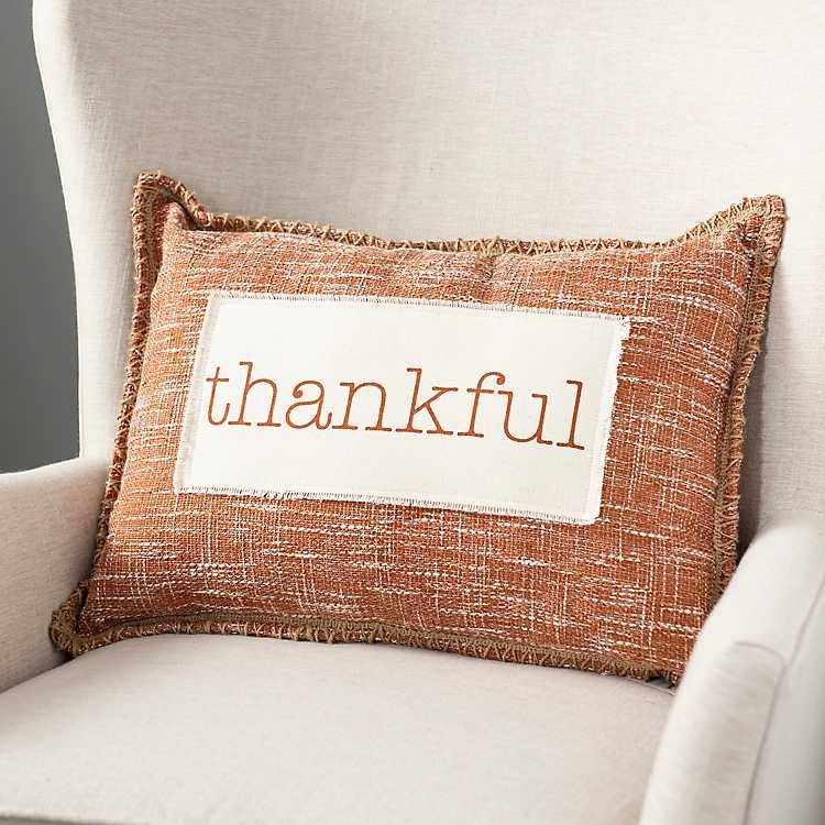 Orange Thankful Pillow | Kirkland's Home