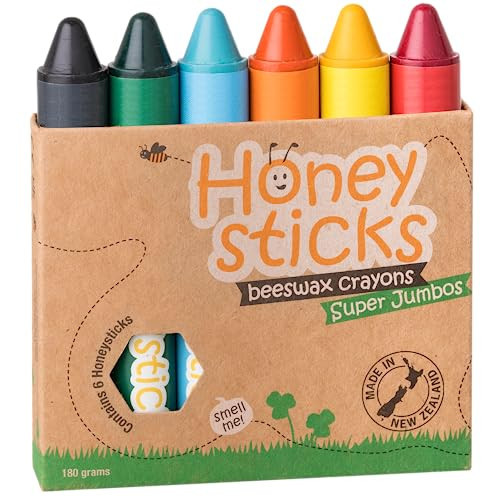 Honeysticks Super Jumbo Crayons (6 Pack) - 100% Pure Beeswax Crayons with Food Grade Colors, Non Toxic Crayons for Toddlers 1-3 Unbreakable, Extra Large Crayons, Easy to Hold and Use, Eco-Friendly | Amazon (US)