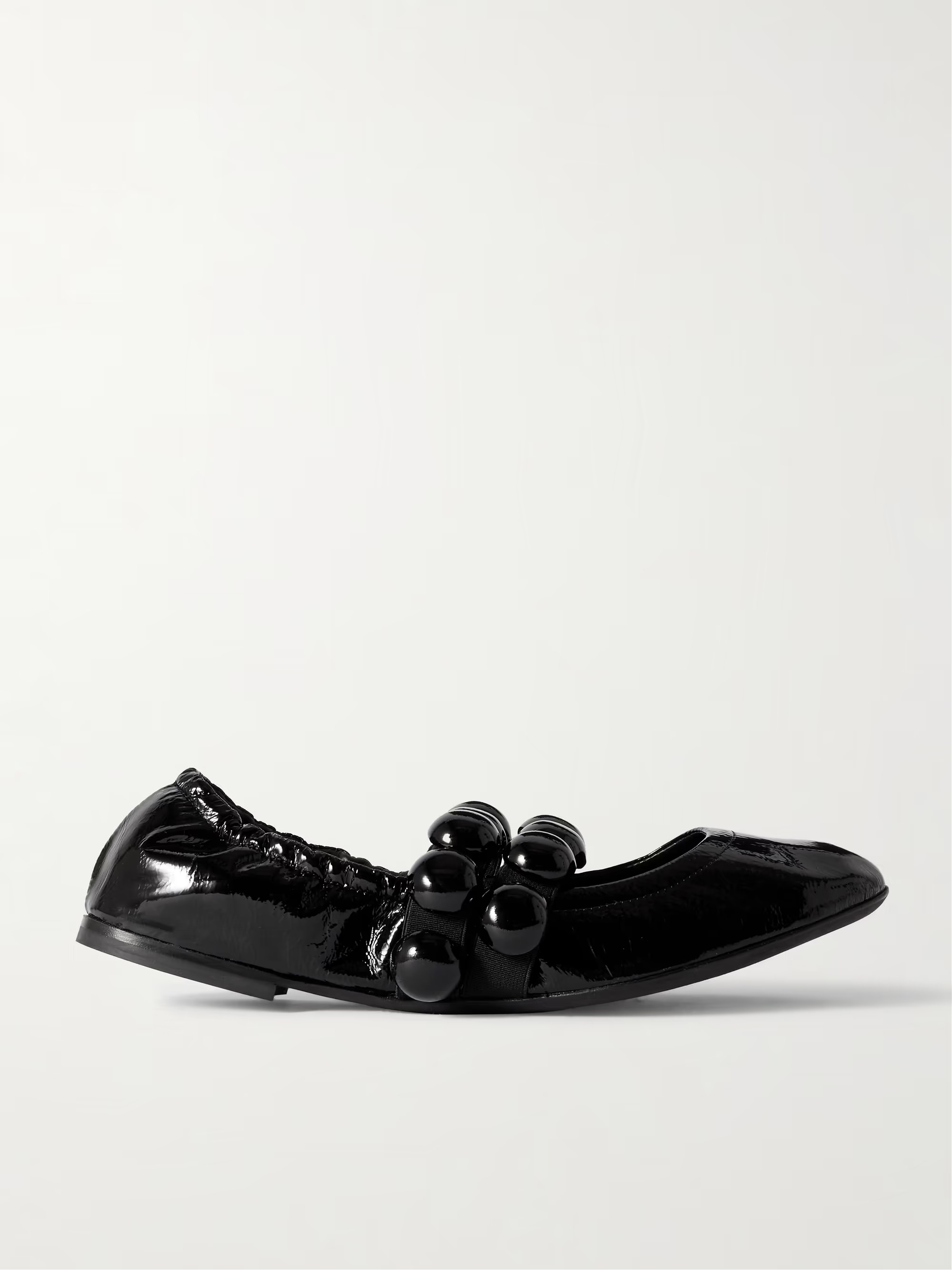 ALAÏAEmbellished crinkled-leather ballet flats | NET-A-PORTER APAC