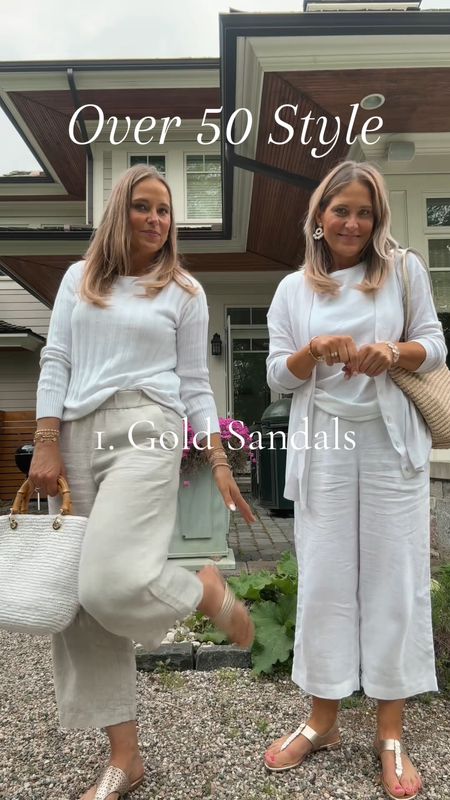 4 Summer Staples to get you through Summer!

1. Gold sandals
2. Raffia Tote
3. Light weight white sweater
4. Linen pants

Like and Save for more. 

#LTKover40 #LTKstyletip #LTKVideo