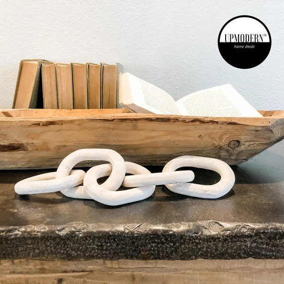 Wood Chain Link  Hand Carved Decorative Wooden Chain White | Etsy | Etsy (US)