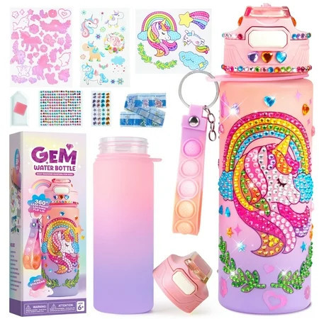 Joyfy Decorate Your Own Unicorn Water Bottle ,20 oz Water Bottle Art and Craft Kit，Christmas Birthday Gift for Girl Ages 6 Up | Walmart (US)