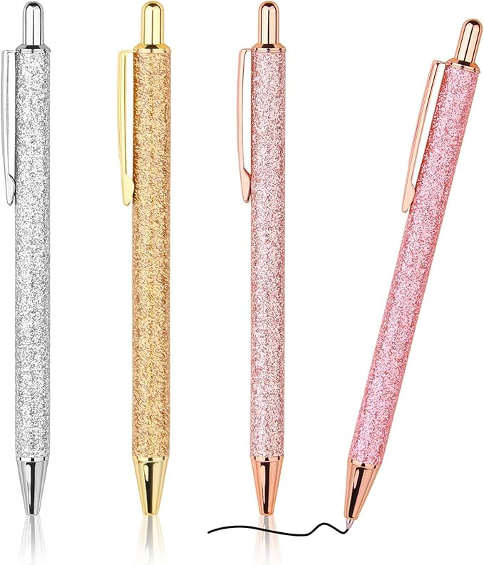 WY WENYUAN 4 Pcs Ballpoint Pens, Comfortable Writing Pens, Metal Retractable Pretty Journaling Pe... | Amazon (US)