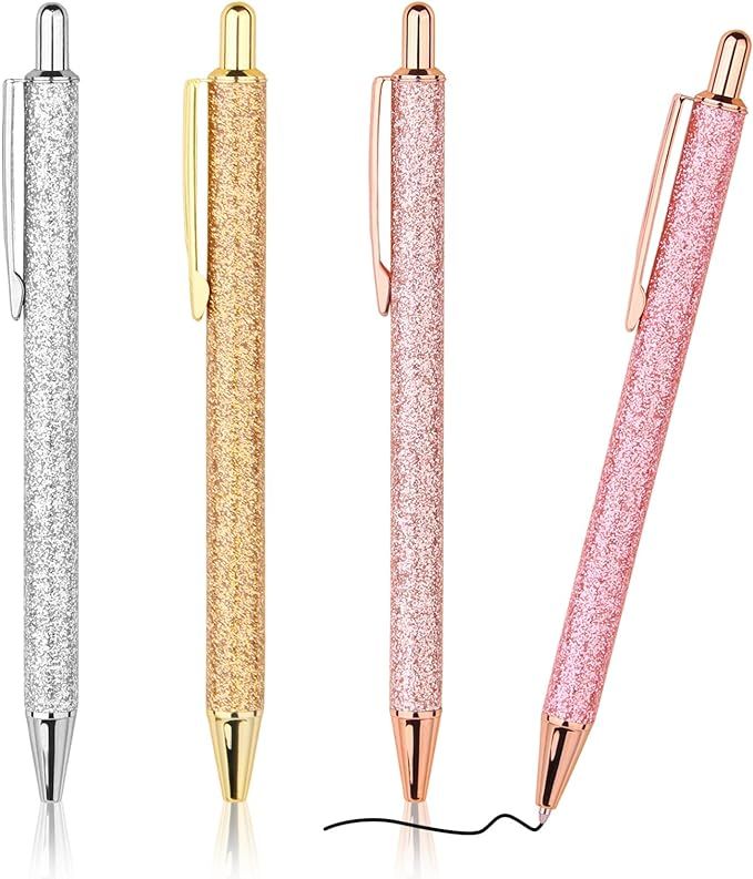 WY WENYUAN 4 Pcs Ballpoint Pens, Comfortable Writing Pens, Metal Retractable Pretty Journaling Pe... | Amazon (US)