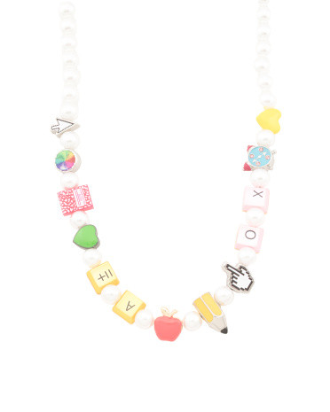 School Motif Beaded Pearl Necklace | TJ Maxx