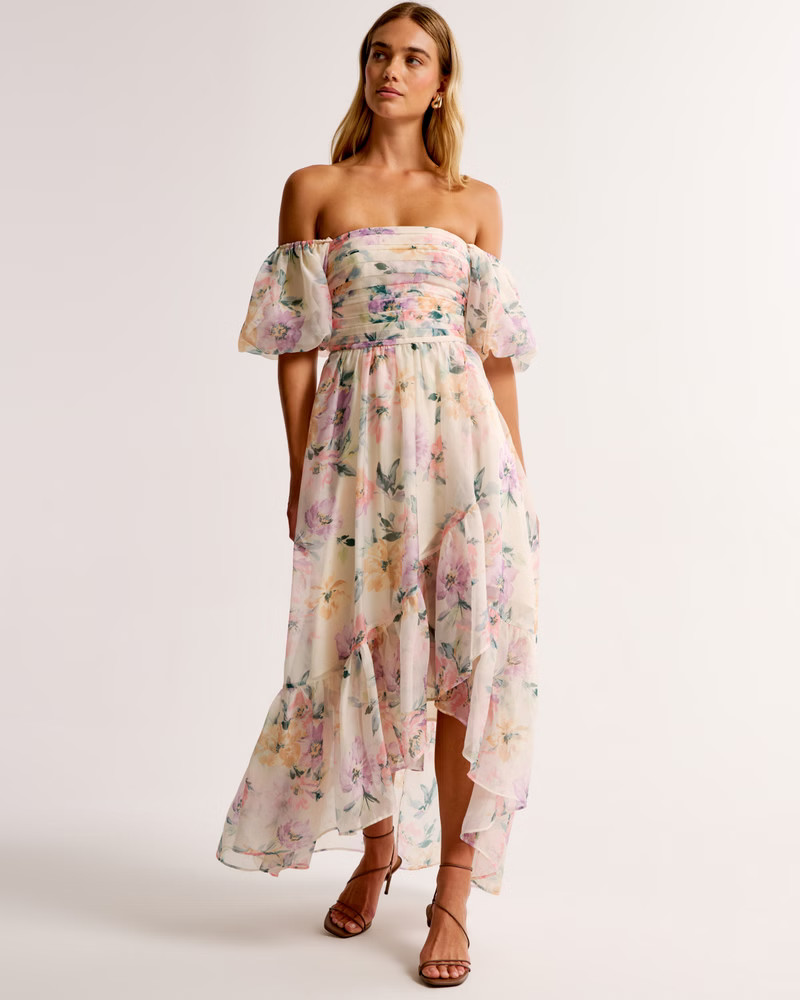Women's Emerson Off-The-Shoulder Drama Maxi Dress | Women's Dresses & Jumpsuits | Abercrombie.com | Abercrombie & Fitch (US)