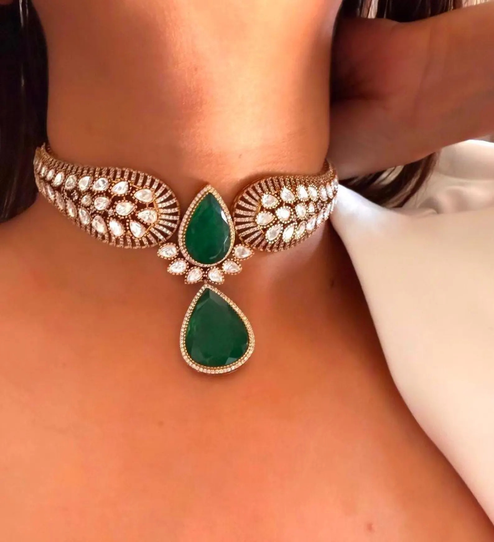 Sabyasachi kundan Green Kundan Choker – Gold Finish, Pearls & American Diamond gift gor her | Etsy (Global)