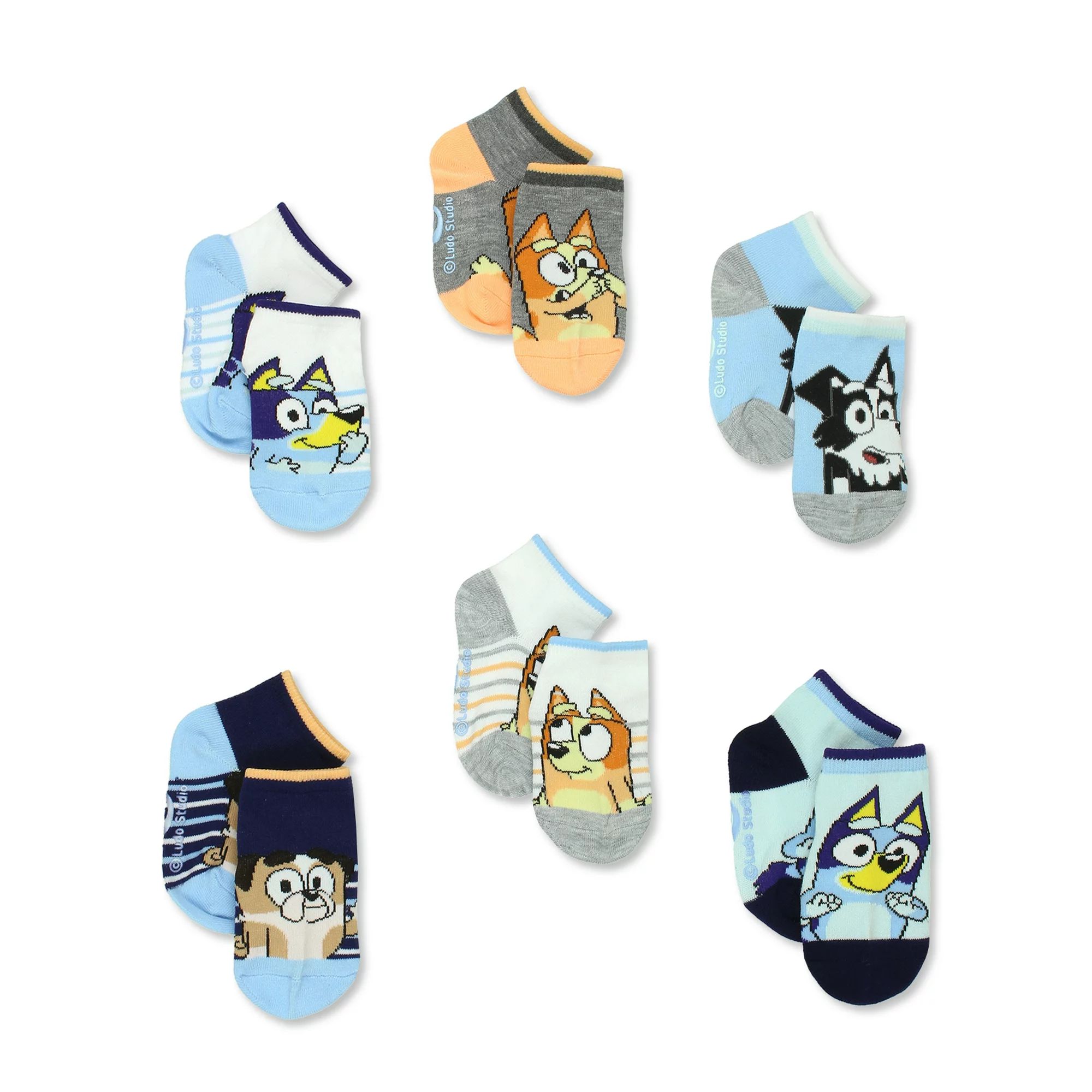 Bluey Boys Male Toddler 6 Pack Gripper Quarter Socks QF019 | Walmart (US)