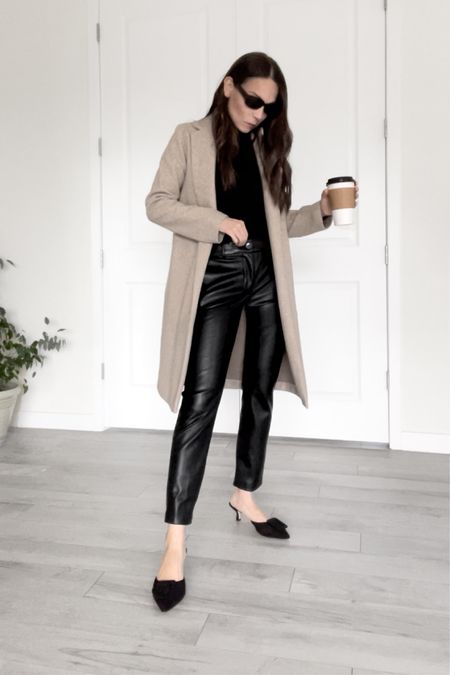 Beige coat outfit with leather pants 🖤

Black leather pants, beige coat, long beige coat, black pointy shoes, black turtle neck outfit, fall outfit, coat outfit, winter coat outfit, neutral style outfit, minimalist outfit 

#LTKworkwear #LTKunder100 #LTKunder50