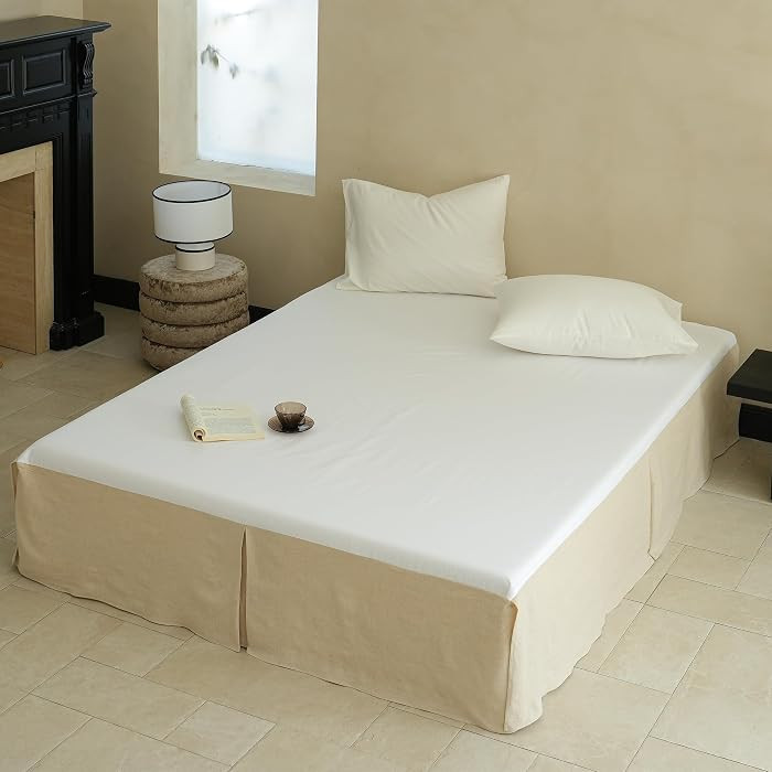 Simple&Opulence French Linen Bed Skirt with Classic 14 inch Drop Dust Ruffle, Tailored Draped Pre... | Amazon (US)