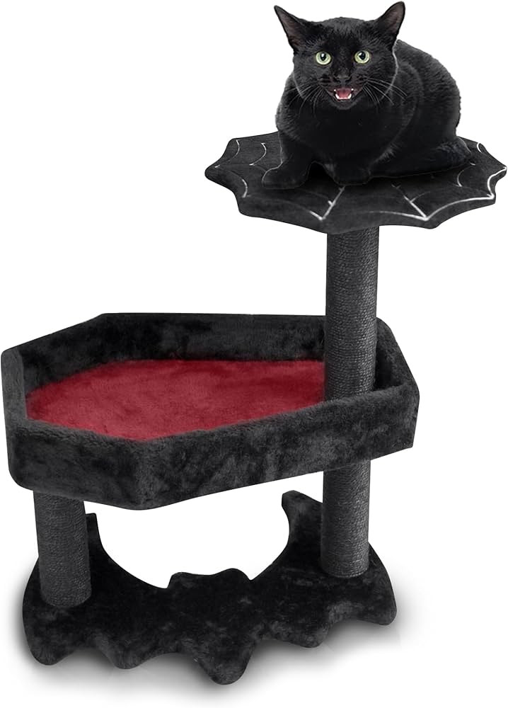 Gothic Cat Tree with Coffin Cat Bed & Spooky Cat Toys - Spooky cat Tree for Halloween cat (Small)... | Amazon (US)