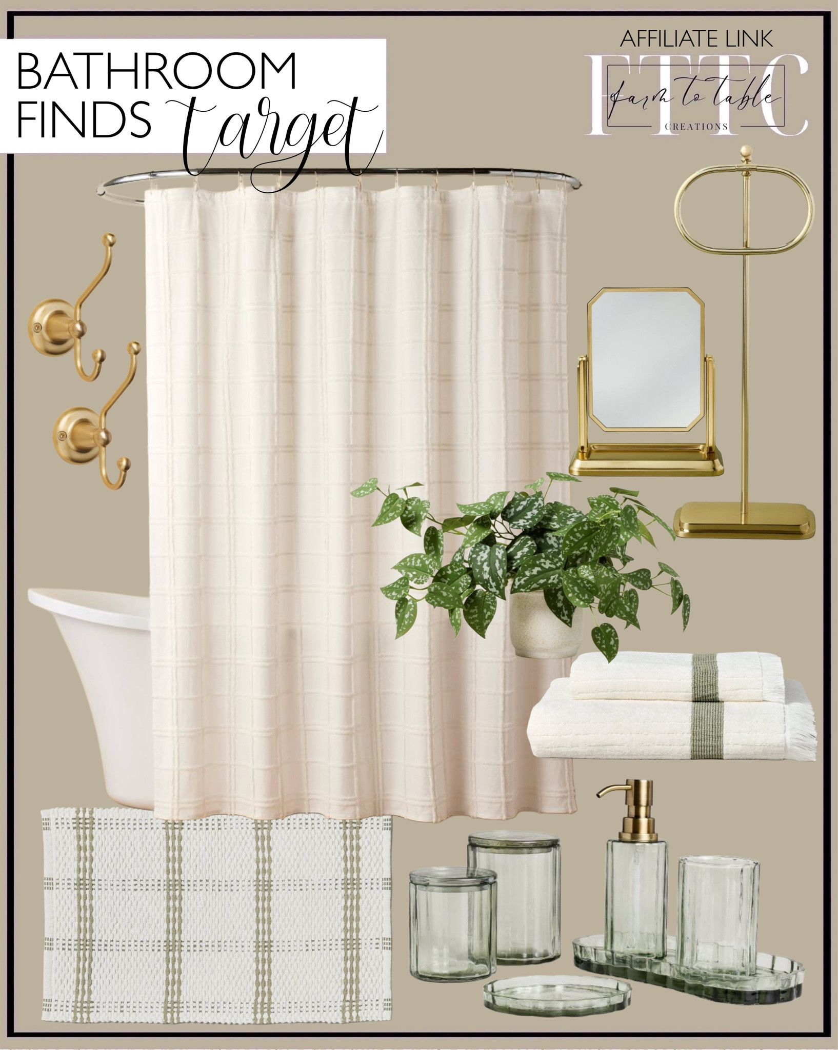 Hearth & Hand Bathroom Finds. Follow @farmtotablecreations on Instagram for more inspiration.

Tufted Grid Shower Curtain. Fluted glass bathroom tray.  Fluted glass canisters. Fluted glass soap dispenser. Fluted glass tumbler. Fluted glass soap dish. Bathroom hand towel holder. Vanity mirror with Tray. Double wall hook. textured striped hand towel. Plaid bath rug. Variegated Pothos plant.

Bathroom Must Haves | Curated Entryway | Winter Decor | End of Year Clearance | Trending Decor | Viral Decor | Amazon Holiday | Bedroom corner | Coffee Table Decor | Neutral Decor | Fall Stem Sale | Target Finds | Skinny Bench | Bedroom | Living Room | Breakfast Nook | Amazon Home | Target Sale | Loloi Rugs | Magnolia Home | console table | console table styling | faux stems | entryway space | front porch decor | neutral decor | entryway decor | cozy home | affordable decor |  home decor | home inspiration | console styling | entryway rug | cozy moody home | moody home decor | neutral home | bathroom decor | living room


#LTKFindsUnder100 #LTKFindsUnder50 #LTKHome