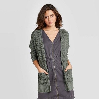 Women's Long Sleeve Open Layering Cardigan - Universal Thread™ Green | Target