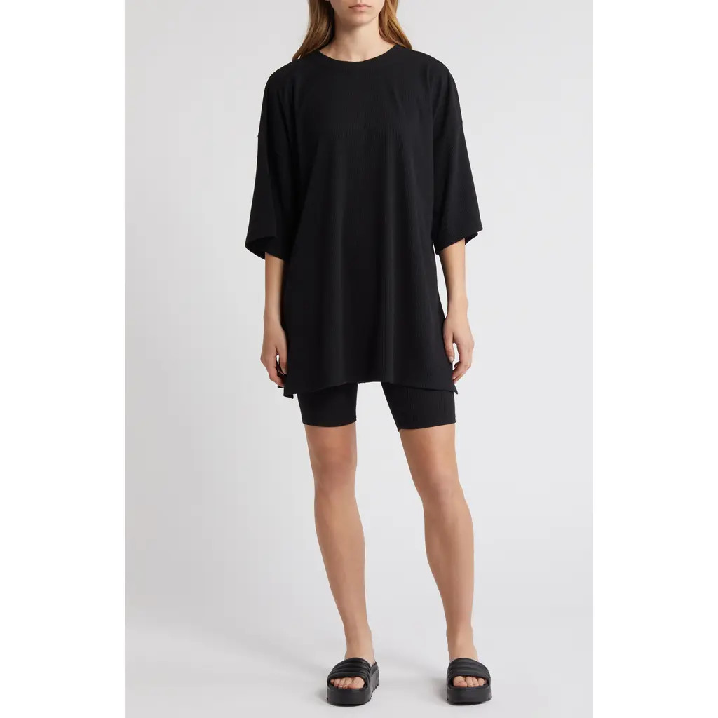 Dressed in Lala Malone Rib Oversize T-Shirt & Shorts in Black at Nordstrom, Size Medium | Nordstrom