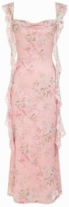 CIDER Formal Dresses for Women Wedding Guest Dresses Summer Maxi Dress Sleeveless Mesh Ruffle Coc... | Amazon (US)