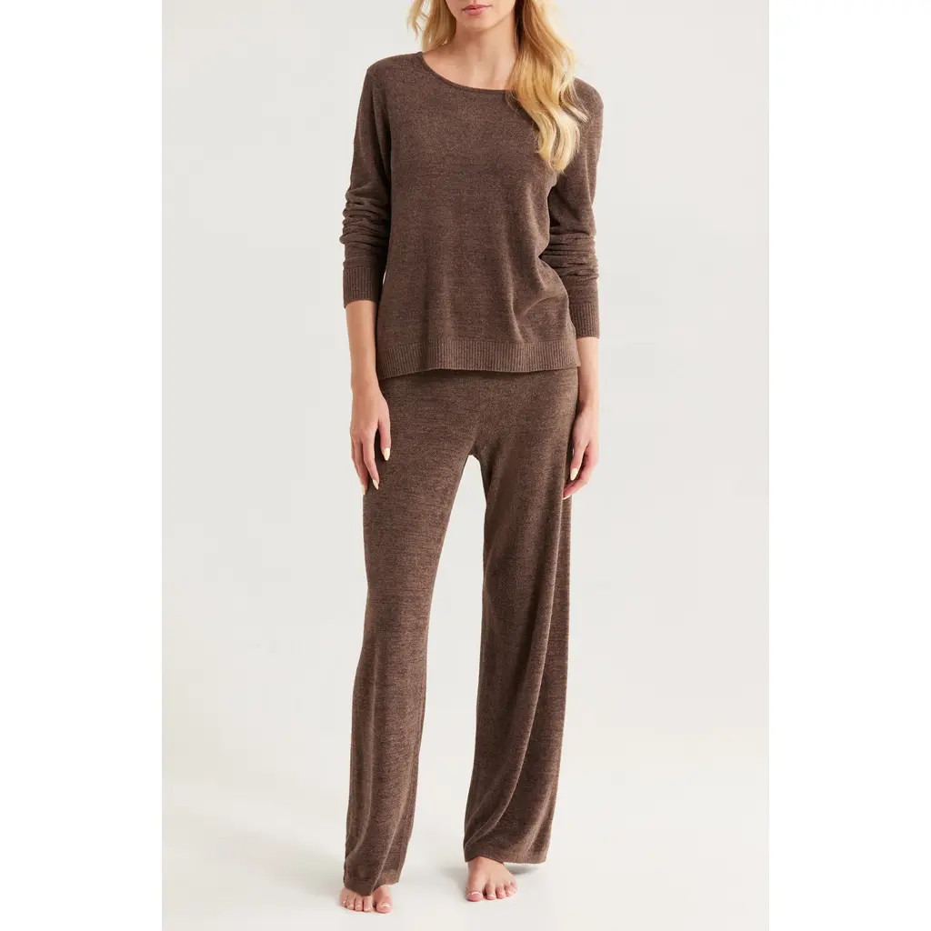 barefoot dreams CozyChic® Ultra Lite® Boat Neck Pajamas in Java at Nordstrom, Size Small | Nordstrom
