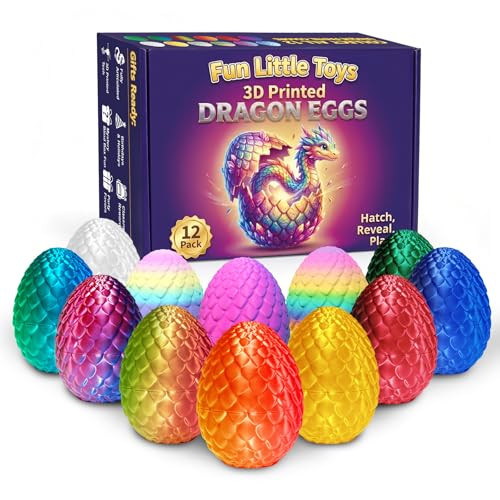 12 Pack 3D Printed Dragon Eggs, Prefilled Easter Eggs with Dragon Toys, Non-Candy Hunt Fillers, Easter Basket Stuffers, Party Favors & Classroom Prizes for Kids | Amazon (US)