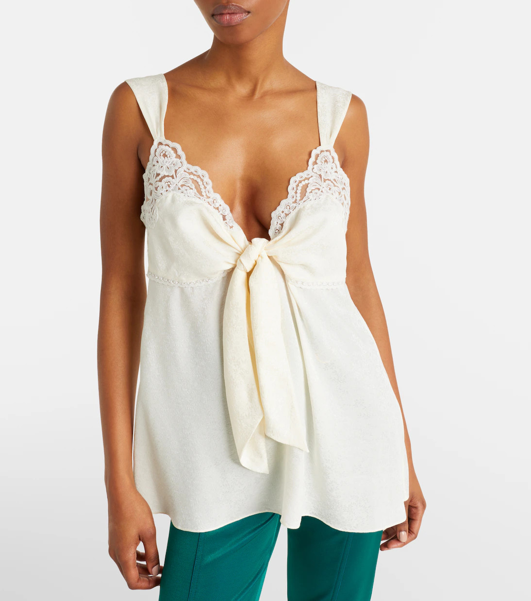 Lace-trimmed silk top | Mytheresa (DACH)