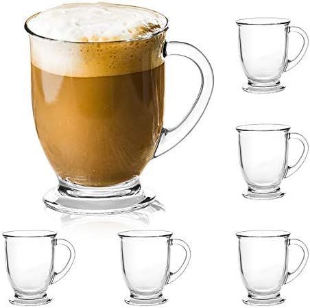 15oz/450ml Glass Coffee Mugs Clear Coffee Cups with Handles perfect for Latte, Cappuccino, Espresso  | Amazon (US)
