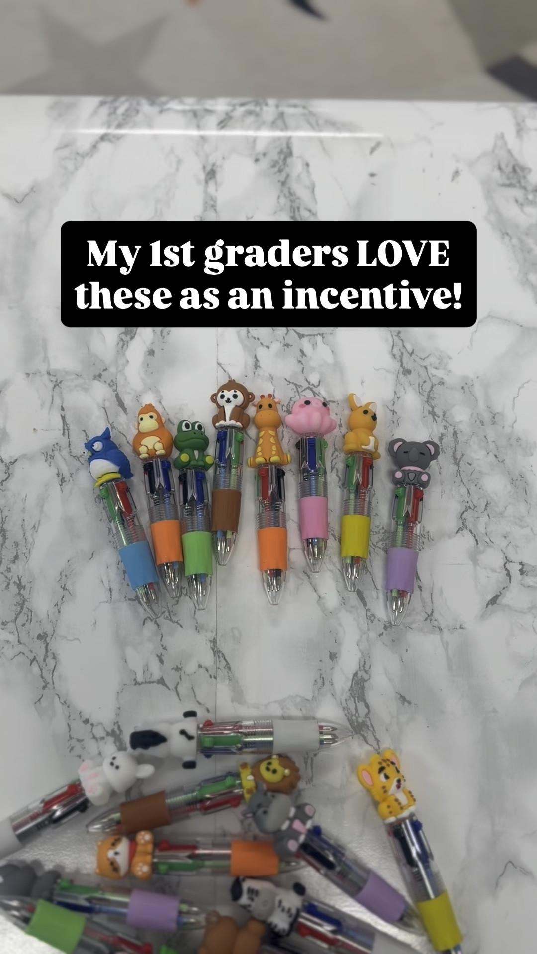 The cutest end of year incentive from Amazon! These adorable color changing animal pens come in a set of 24 for under $10 and my 1st graders LOVE them! 🤍 Perfect for price boxes too! 

Teacher incentive, price box idea 