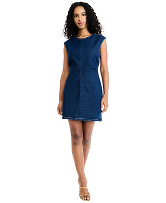 Women's Sleeveless Crewneck Denim Mini Dress | Macy's