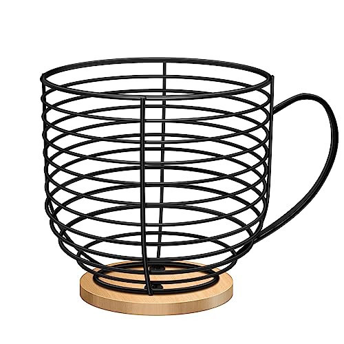 BYTEAIDREX Coffee Pod Holders for Counter - K Cup Holders for Counter - Coffee Pods Storage Organizer - Bar Accessories - Large Capacity Black Wire Kup Storage with Wooden Base. | Amazon (US)