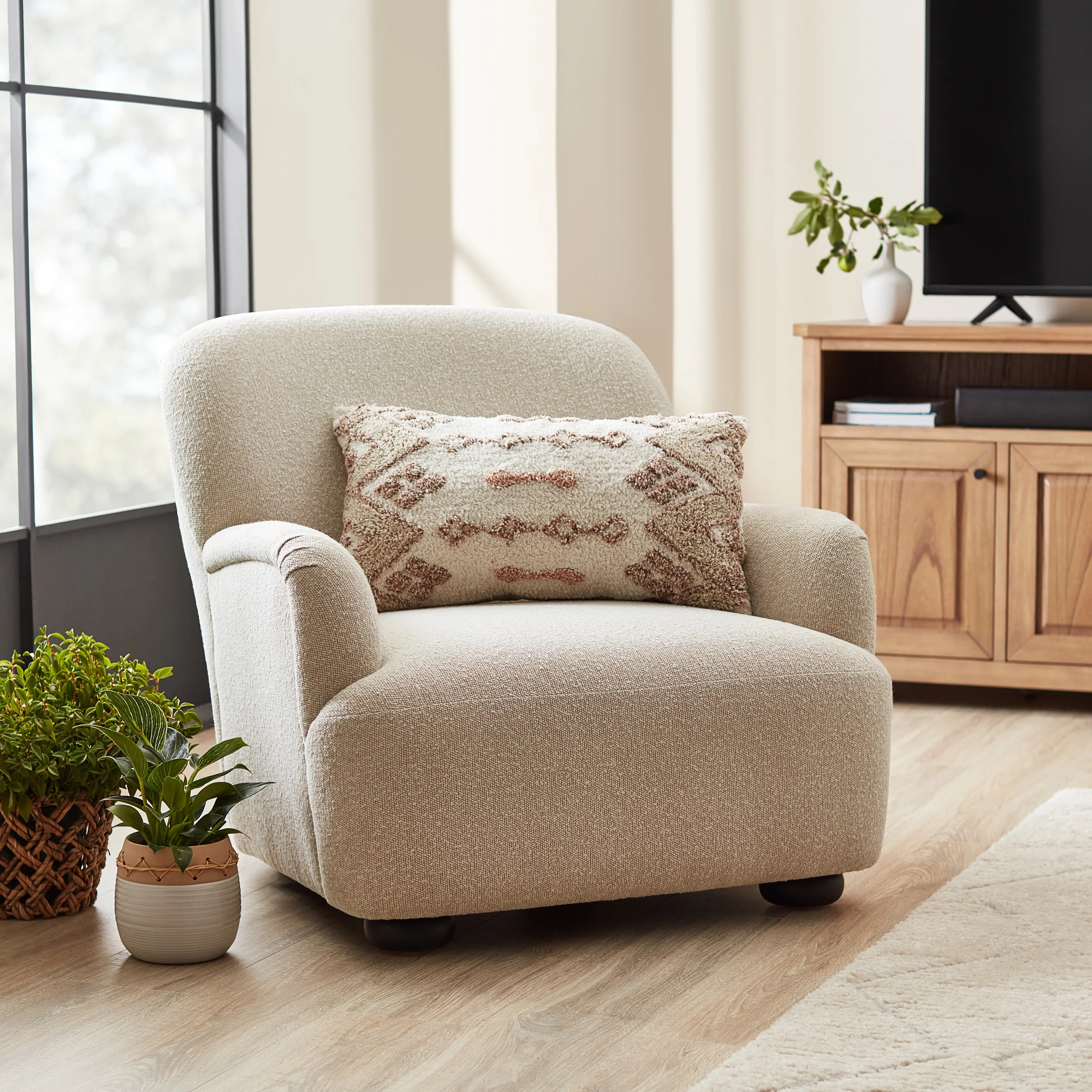 Better Homes & Gardens Waylen Accent Chair, Cream Boucle - Walmart.com | Walmart (US)