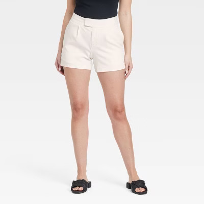 Women's High-Rise Tailored Shorts - A New Day™ White 6: Recycled Polyester Blend, Midweight, 4" Inseam | Target
