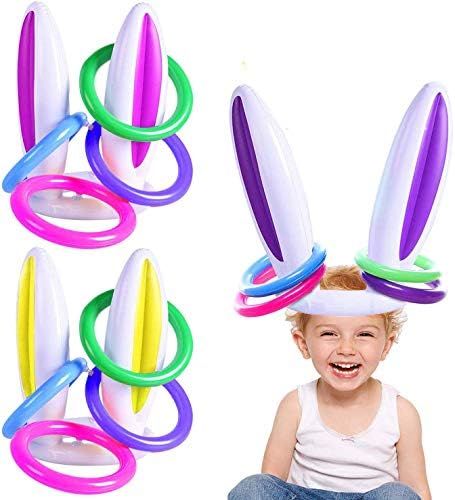 TOPLEE 3 Pack Easter Inflatable Bunny Ring Toss Game Easter Rabbit Ears Ring Toss Party Games Inflat | Amazon (US)