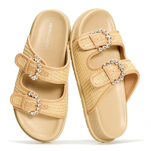 Project Cloud Platform Summer Sandals for Women 2026 - Comfortable and Adjustable Straps Summer Slides - Non-Slip Casual Womens Sandals (Sharl-2, BEIGERAFF, 8.5) | Amazon (US)