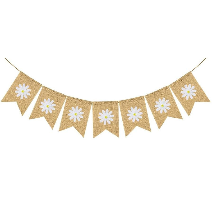 1 bannière en toile de jute sur le thème des marguerites printanières, décoration de fête d'... | Amazon (CA)