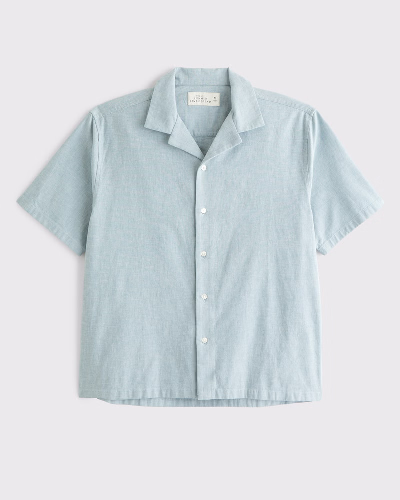 Camp Collar Summer Linen-Blend Shirt | Abercrombie & Fitch (US)
