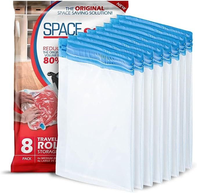 Spacesaver Premium Travel Roll-Up Storage Bags with Double-Zip Seal and Triple-Seal Turbo Valve, ... | Amazon (US)