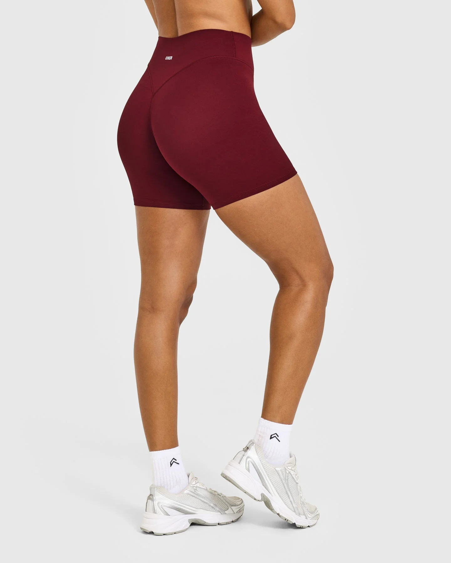 SoftMotion™ High Waisted Shorts 6" with White Logo 
 Light Rosewood | Oner Active (UK / US)