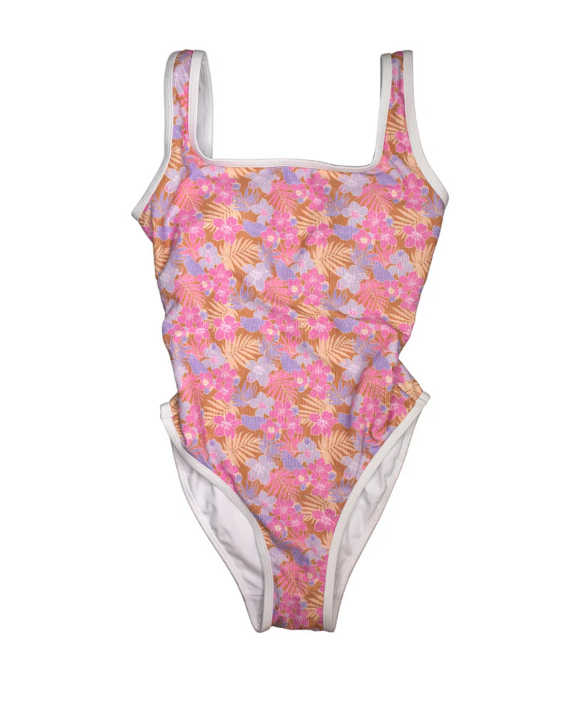 Ocean Isle One Piece- Palm Floral Violet Tiare Hawaii X LainSnow | LainSnow