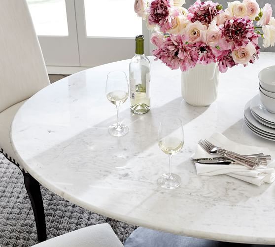 Chapman Oval Marble Pedestal Dining Table | Pottery Barn (US)