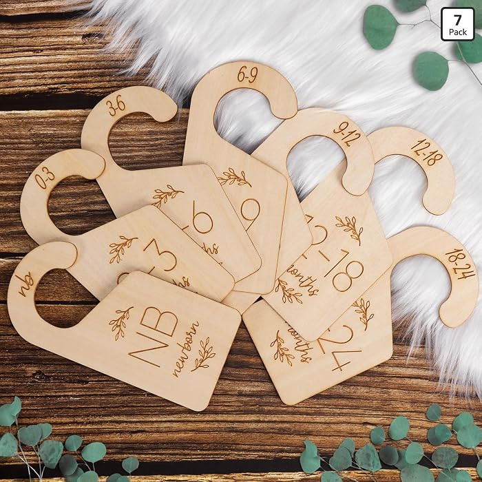 Baby Closet Dividers for Clothes Organizer - Set of 7 Adorable Wooden Double-Sided Baby Clothes S... | Amazon (US)
