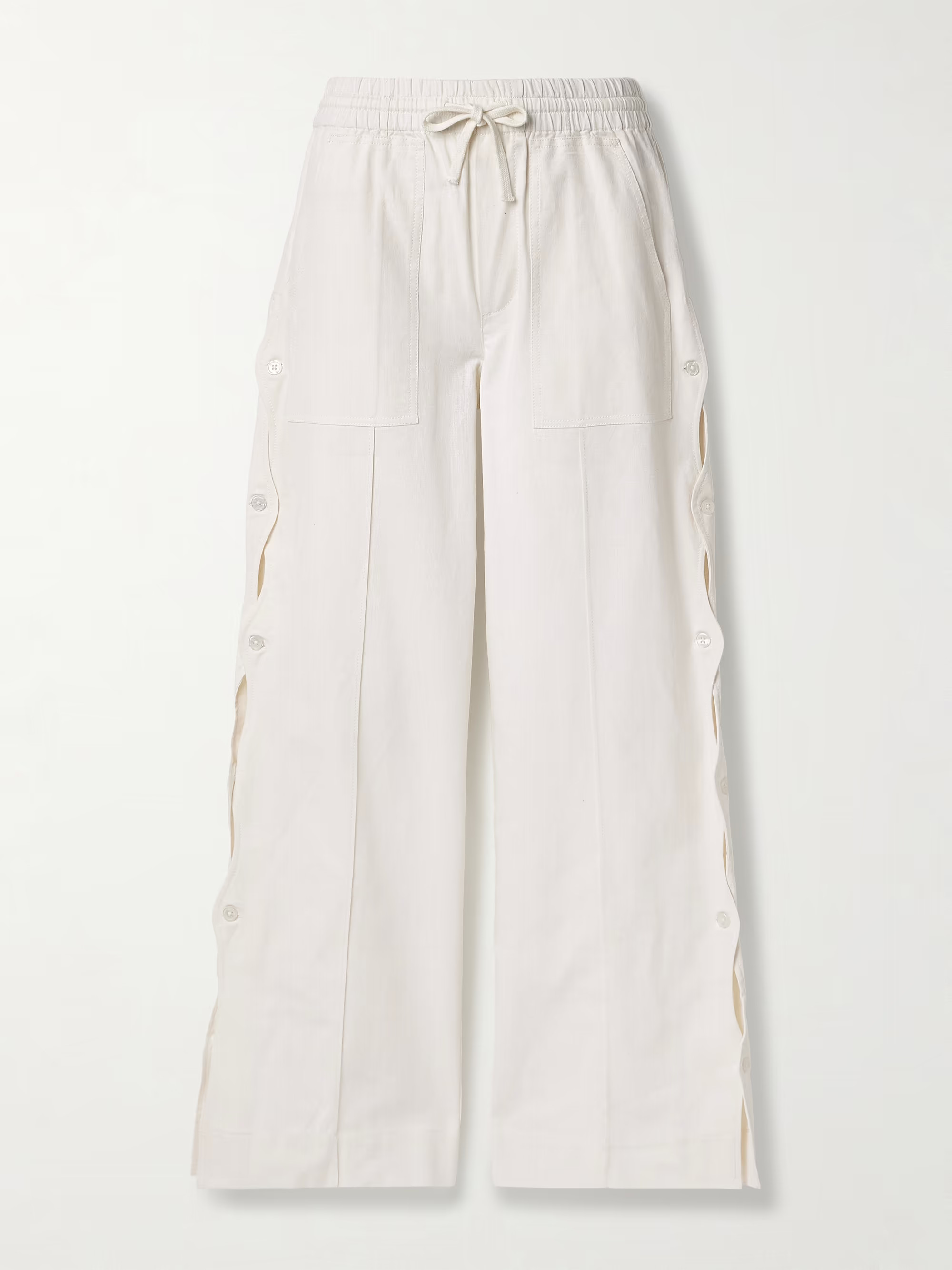 Shai cutout button-detailed cotton and linen-blend wide-leg pants | NET-A-PORTER (UK & EU)