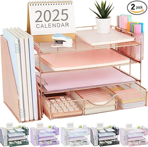 gianotter Desk Organizers and Accessories with File Holder, 4-Tier Desk Accessories & Workspace O... | Amazon (US)