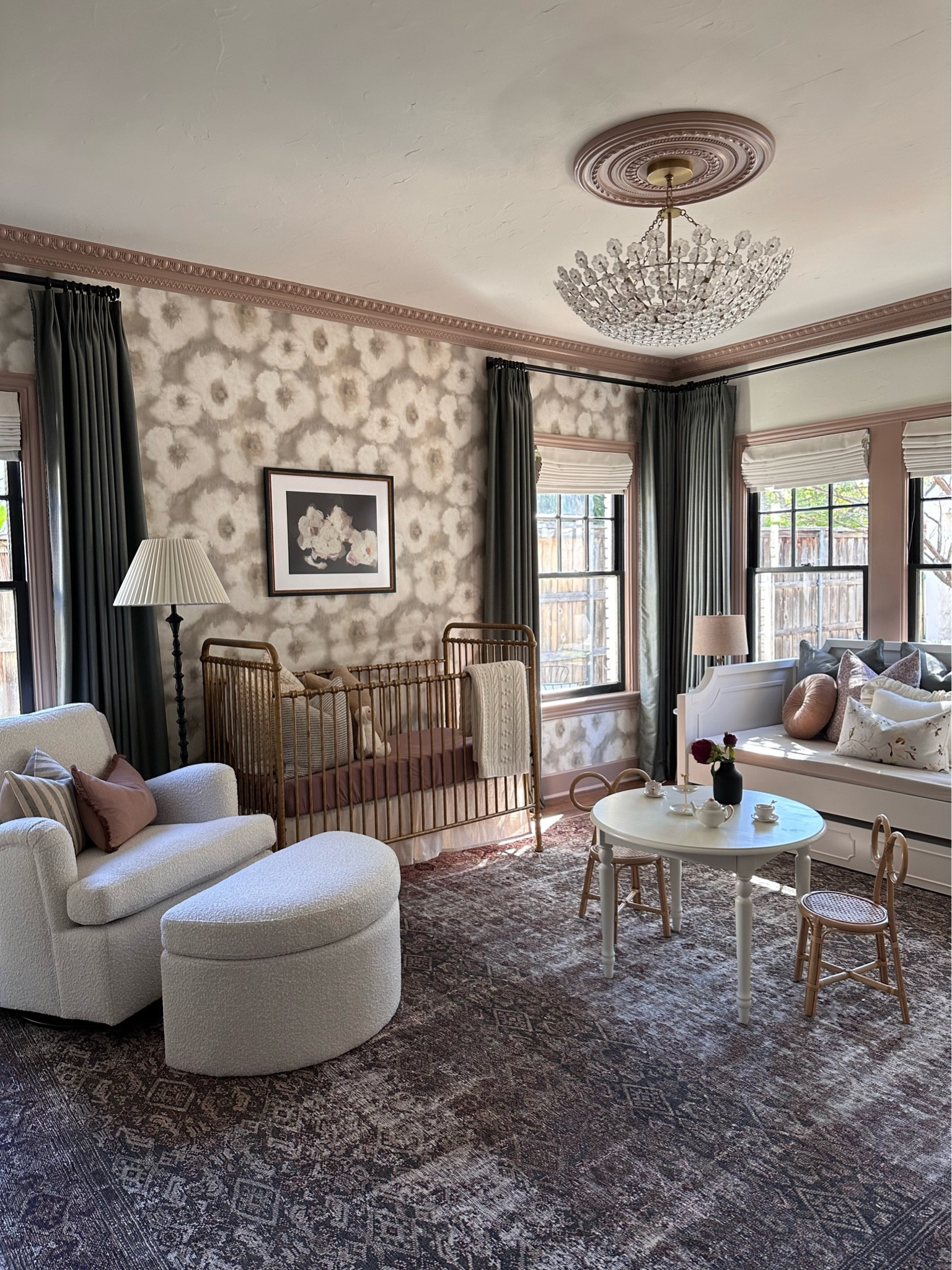 James Annette’s nursery 😍 I could not love how this room turned out more. SO much thought, time, & love went into creating the perfect space for our sweet rainbow baby. 

Crib skirt is RH Kids. Roman shades are Select Blinds. Curtains are custom. Black & Whkte crib pillow is vintage.

#LTKBaby #LTKHome