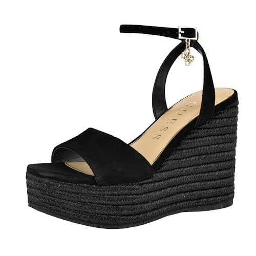 Guess Women's Everly Wedge Sandal, Black Suede 001, 7.5 | Amazon (US)