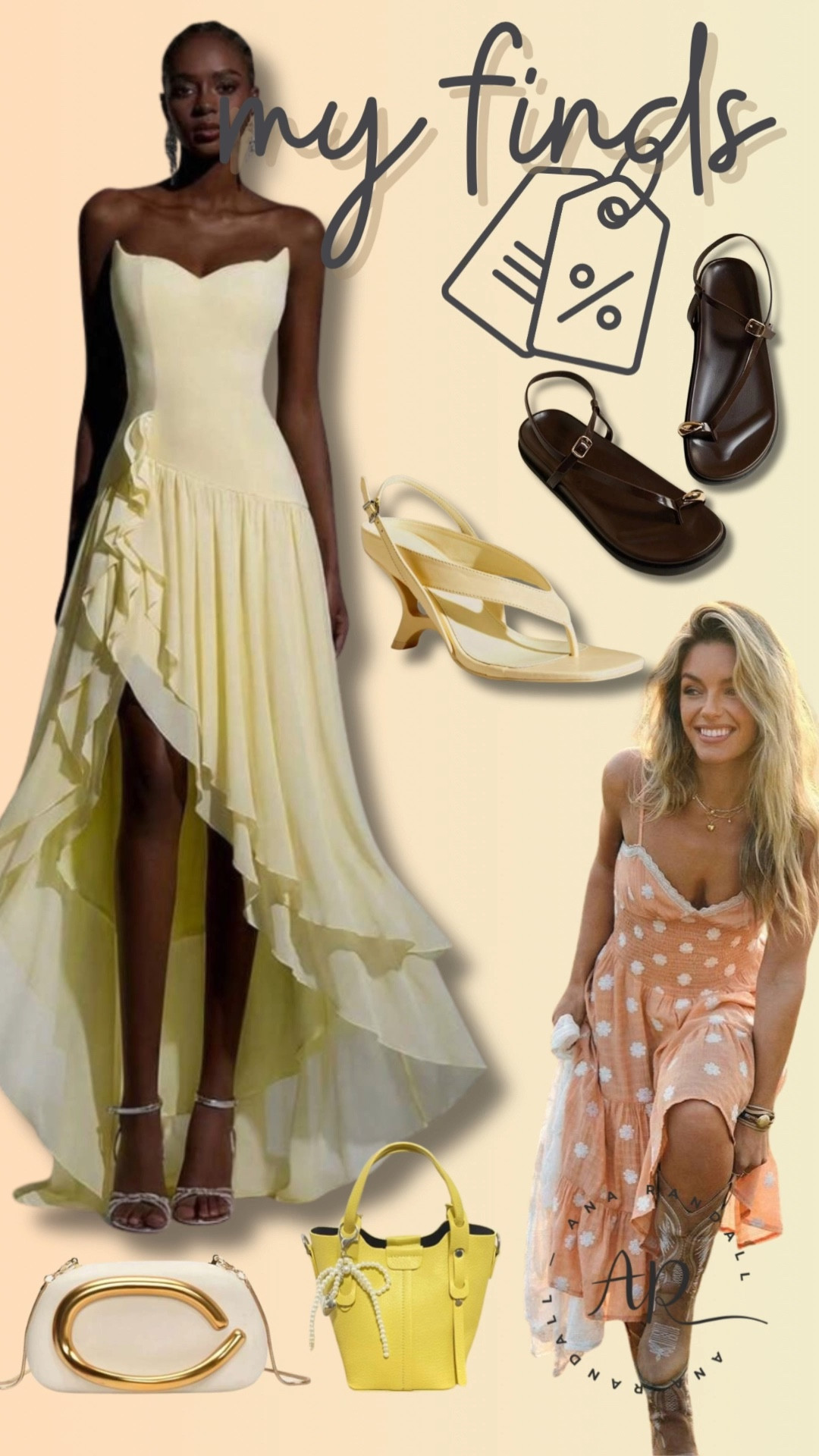 Soft yellow + feminine spring finds I’m loving 💛✨

These pieces feel so fresh and effortless for the season — light fabrics, soft tones, and the prettiest feminine details. I’m especially loving this buttery yellow moment… it’s giving elevated, romantic, and so easy to style.

Pieces in this collage:
• strapless flowy high-low dress
• peach floral midi dress
• kitten heel sandals
• brown flat sandals
• statement clutch bag
• mini yellow handbag

Perfect for spring events, brunch, vacations, or just feeling a little extra put together on everyday days 🤍

Everything is linked in my LTK ✨

#LTKStyle #SpringOutfits #FeminineStyle #LTKFinds #SoftStyle

XOXO,
Ana Randall 💗

#LTKMothersDay #LTKdayinmylife #LTKOver40