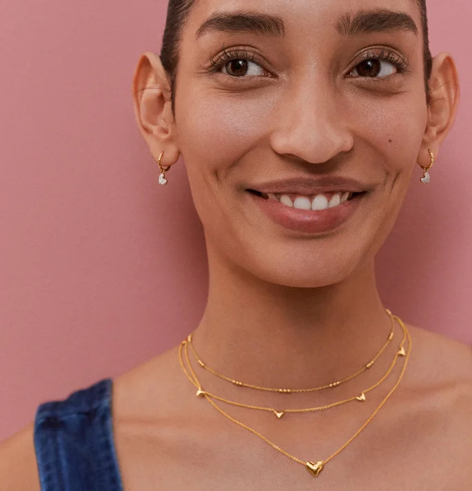 Heart Station Chain Necklace Adjustable 41-46cm/16-18' | Monica Vinader (Global)