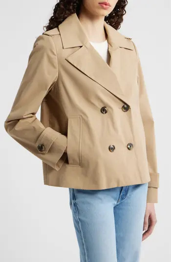 Water Resistant Double Breasted Short Trench Coat | Nordstrom