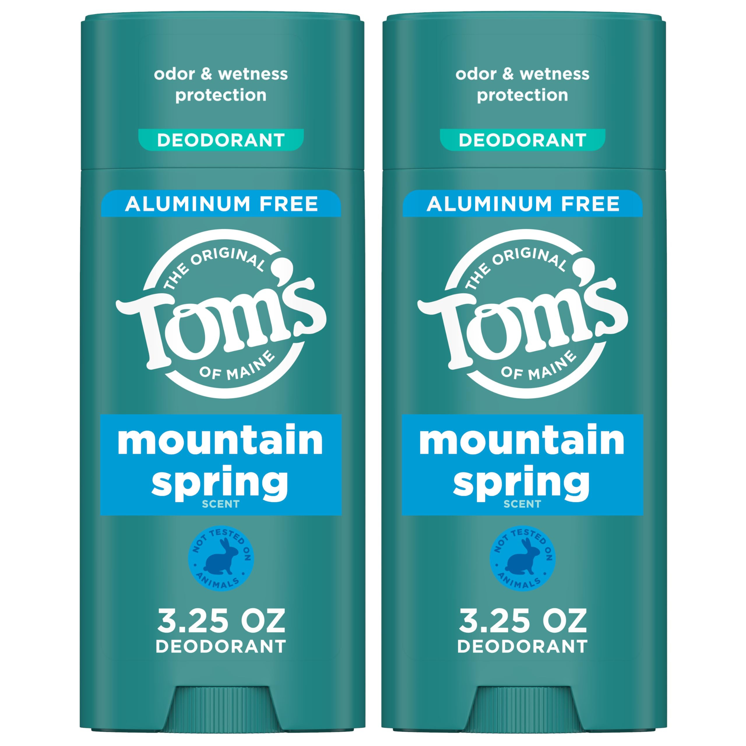 Tom’s of Maine Mountain Spring Natural Deodorant for Men and Women, Aluminum Free, 3.25 oz, 2-P... | Amazon (US)